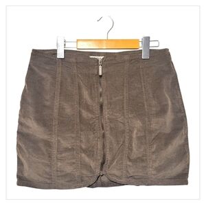 We The Free Corduroy Mini Skirt Brown Zip Front Size 12 Free People